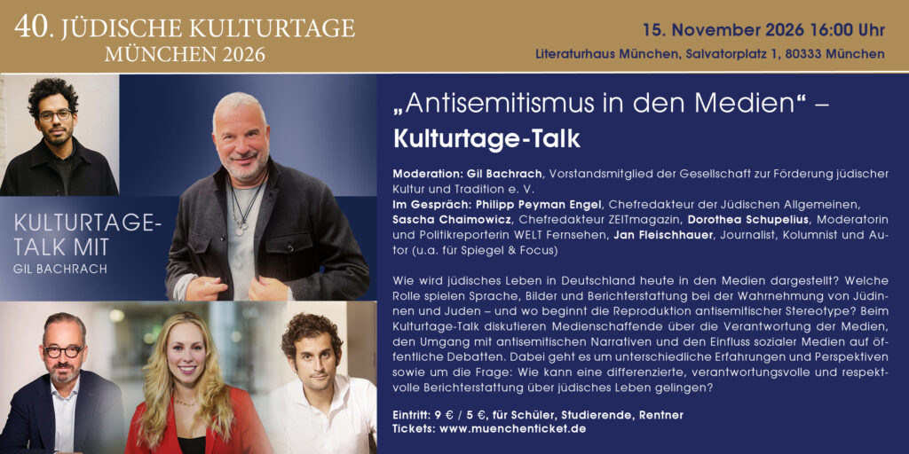 Antisemitismus in den Medien – Kulturtage-Talk am 15. November 2026