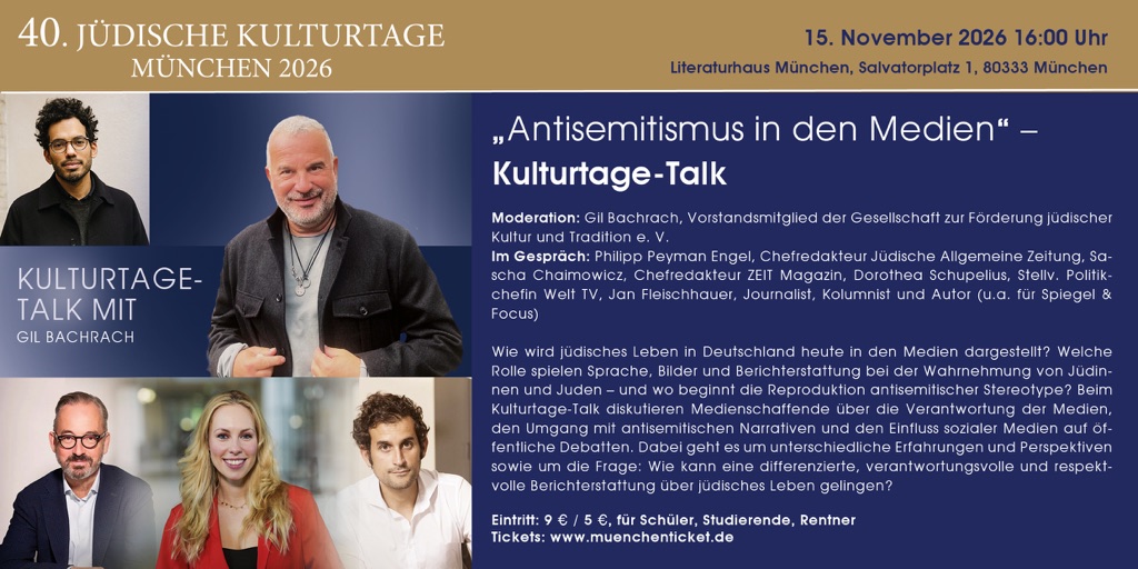 Antisemitismus in den Medien – Kulturtage-Talk am 15. November 2026